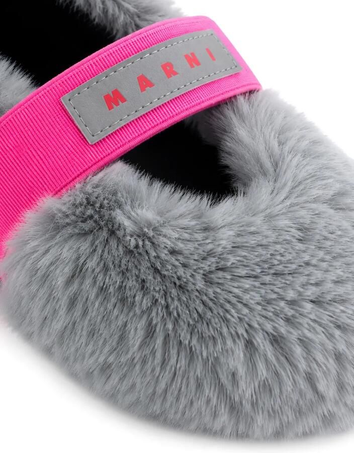 Marni Kids Ballerina's van imitatiebont met elastische band met logo Grijs - Foto 2