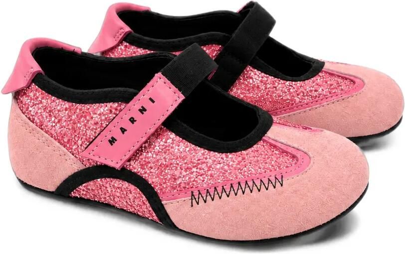 Marni Kids Ballerina's verfraaid met glitters en klittenband Roze