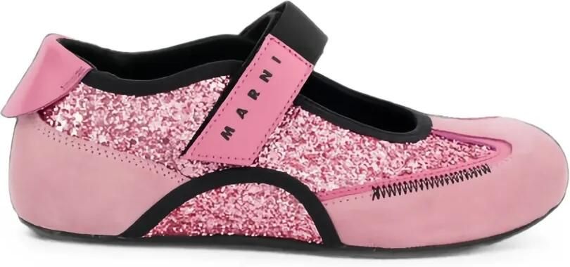 Marni Kids Ballerina's verfraaid met glitters en klittenband Roze - Foto 4