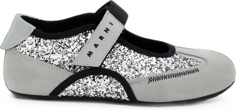 Marni Kids Ballerina's verfraaid met glitters en klittenband Zilver - Foto 4