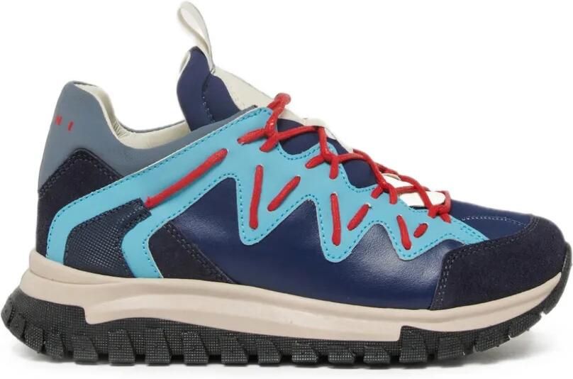 Marni Kids Blauwe sneakers van leer en technische stof - Foto 3
