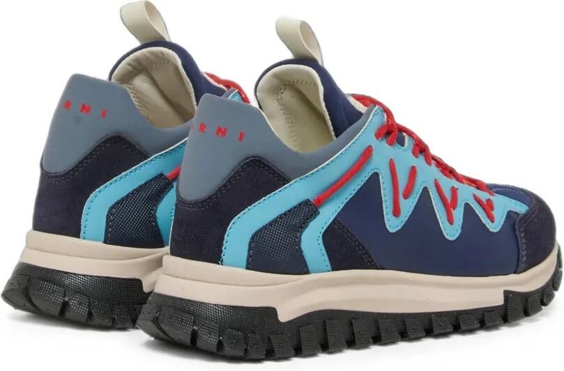 Marni Kids Blauwe sneakers van leer en technische stof - Foto 4