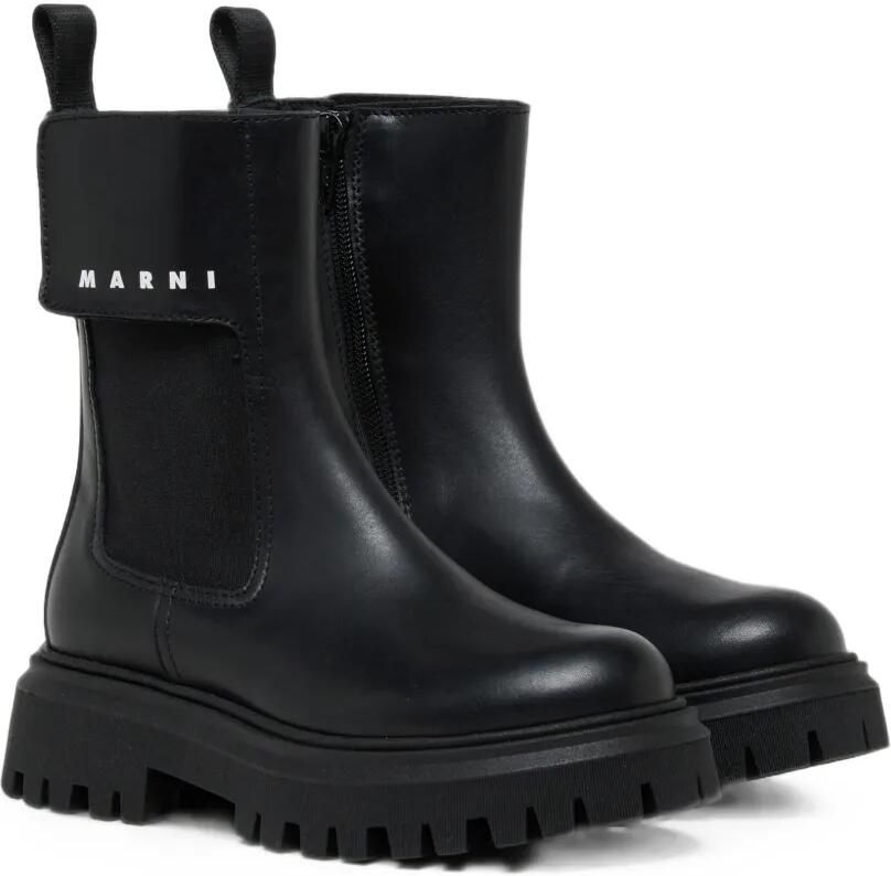 Marni Kids Enkellaarzen met logoprint Zwart