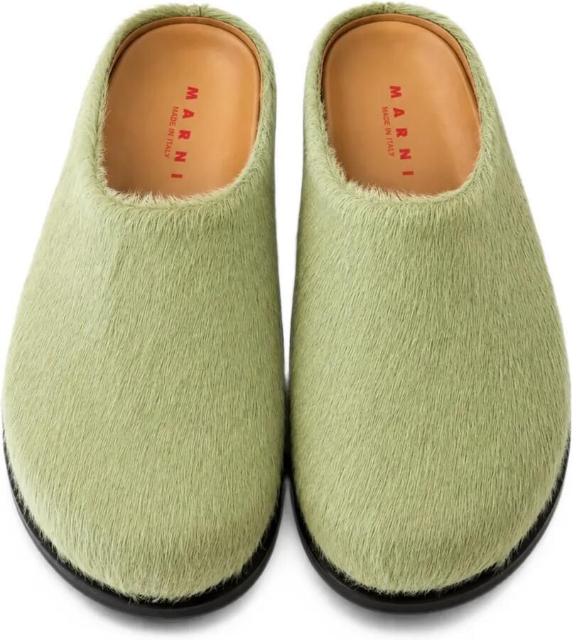 Marni Kids Fussbett sabot muiltjes met ponyhaar Groen - Foto 2