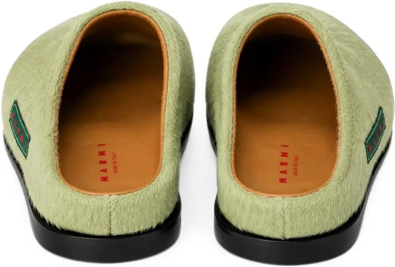 Marni Kids Fussbett sabot muiltjes met ponyhaar Groen - Foto 3