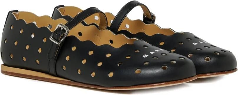 Marni Kids Geperforeerde gewelfde ballerina's Zwart