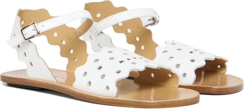 Marni Kids Gewelfde geperforeerde leren sandalen Wit