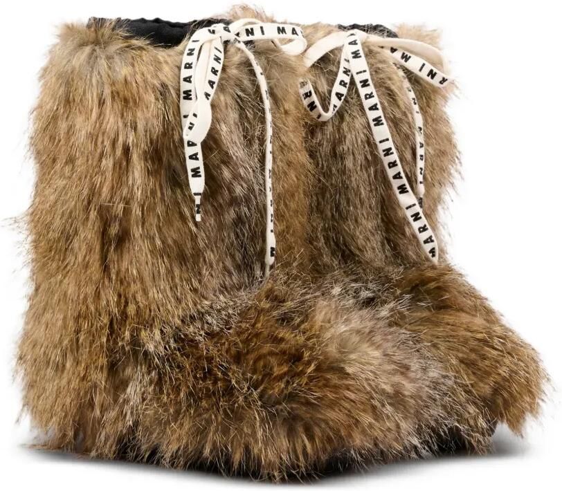 Marni Kids Laarzen van imitatiebont met trekkoord Bruin