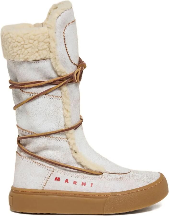 Marni Kids Lace-up lammy veterlaarzen Wit