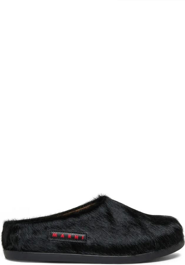 Marni Kids Leren slippers met patch Zwart - Foto 3