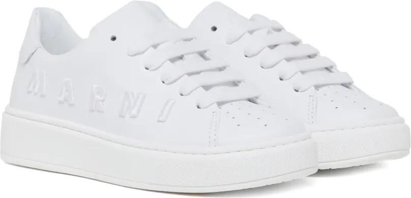 Marni Kids Leren sneakers met geborduurd logo Wit