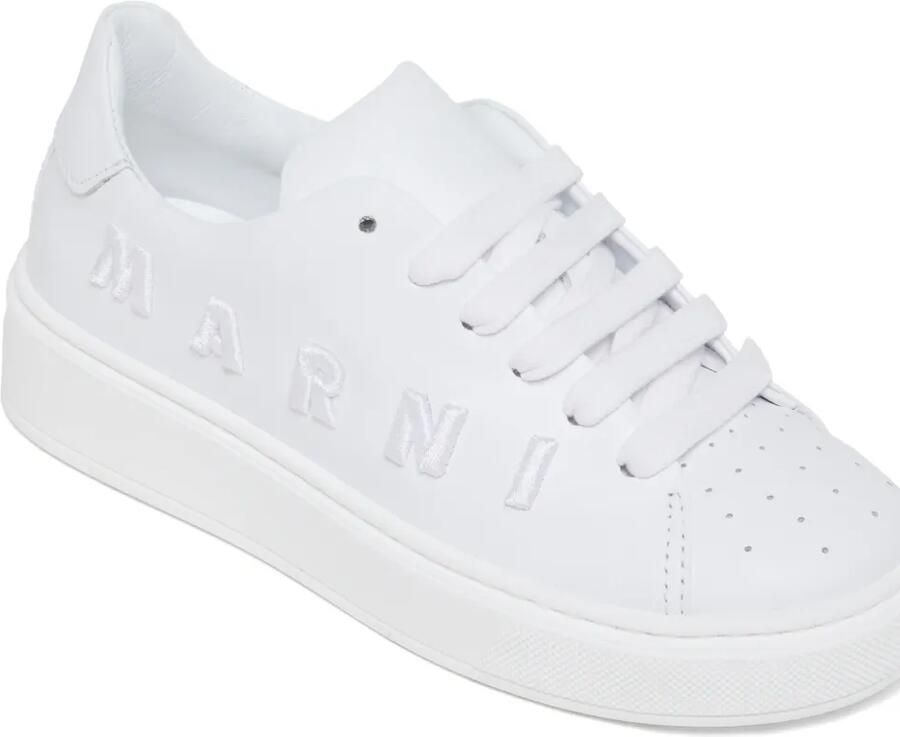 Marni Kids Leren sneakers met geborduurd logo Wit - Foto 2