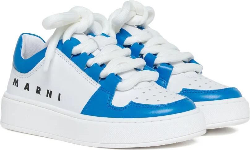 Marni Kids Leren sneakers met geperforeerd logo Wit