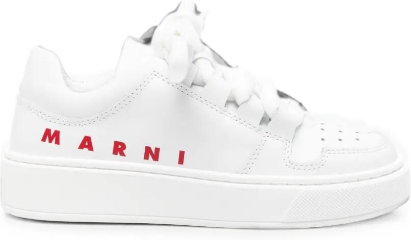Marni Kids Leren sneakers met logoprint Wit