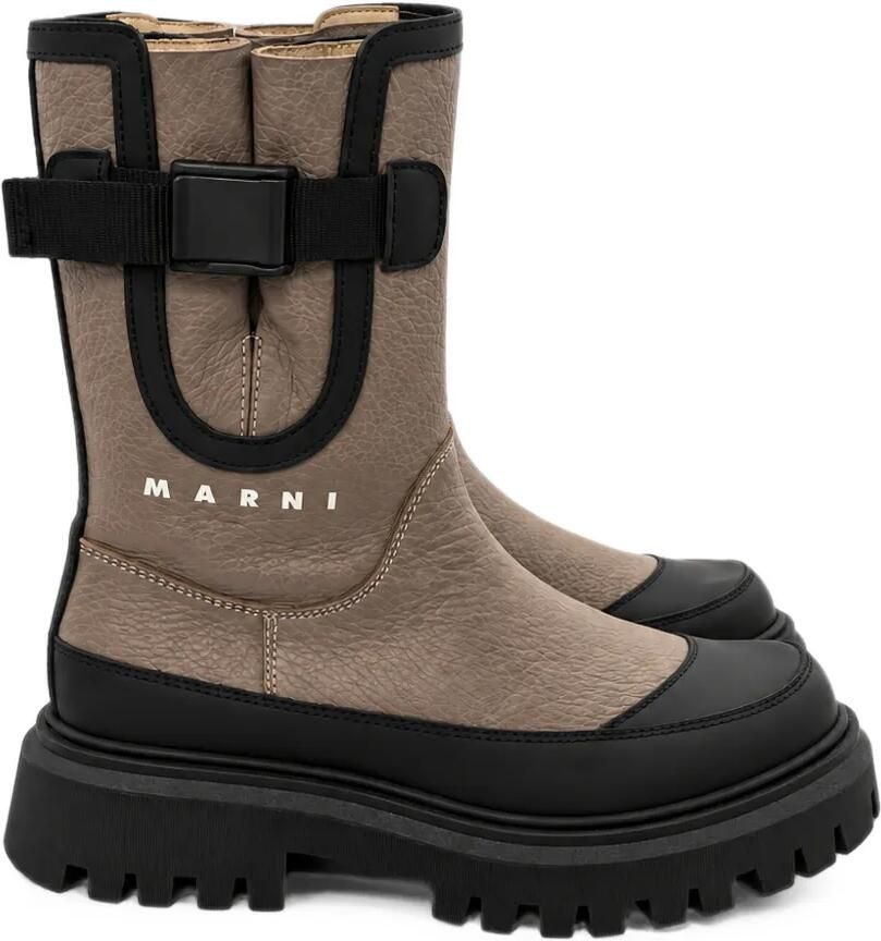 Marni Kids Laarzen met logoprint en gesp Beige