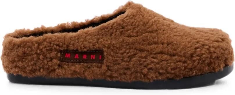 Marni Kids Sabot klompen met lammy-effect Bruin