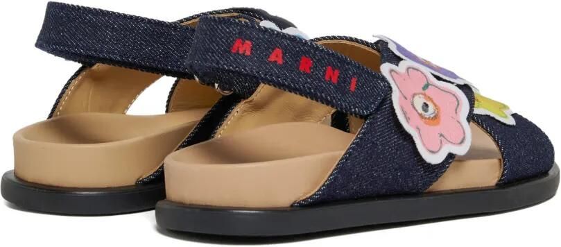 Marni Kids Sandalen met bloe applicatie Blauw