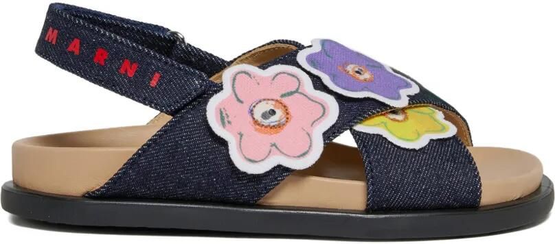 Marni Kids Sandalen met bloe applicatie Blauw - Foto 4