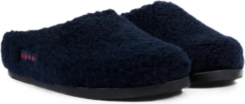 Marni Kids Sandalen met fleece-textuur en logo-patch Blauw