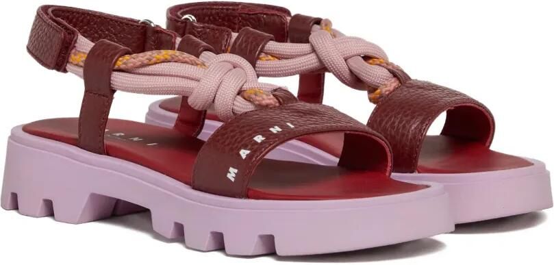 Marni Kids Sandalen met geknoopt detail en logo Rood