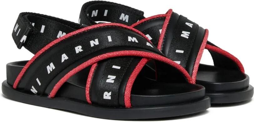 Marni Kids Sandalen met gekruiste bandjes en logo Zwart
