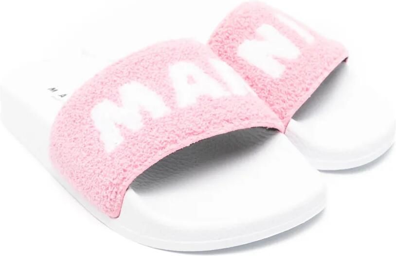 Marni Kids Slippers met logo-intarsia Roze