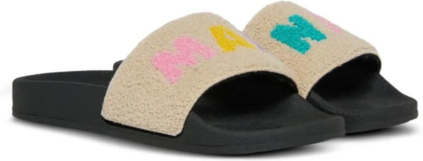 Marni Kids Slippers met logodetail Beige