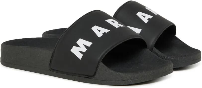 Marni Kids Slippers met logoprint Zwart