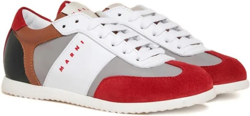 Marni Kids Sneakers met colourblocking en print Rood