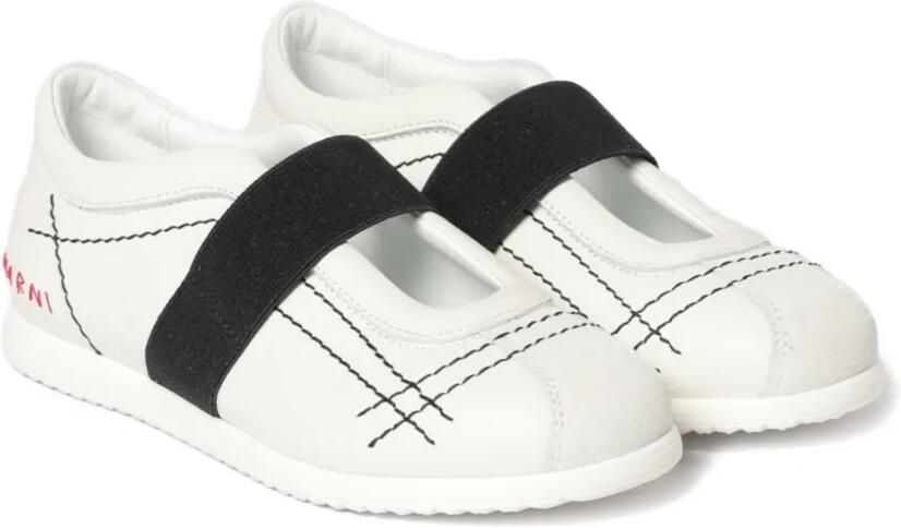 Marni Kids Sneakers met elastische band en contrasterend stiksel Beige