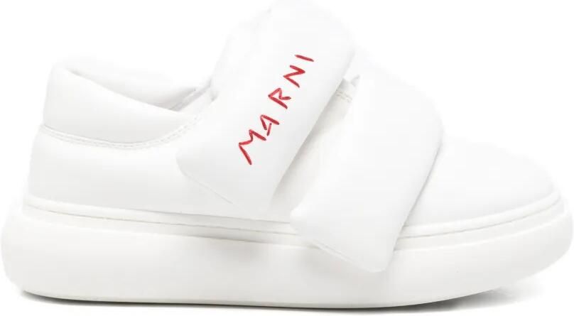 Marni Kids Sneakers met klittenband en geborduurd logo Wit