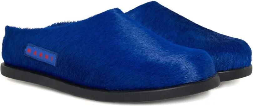 Marni Kids Sneakers met patch en bont Blauw