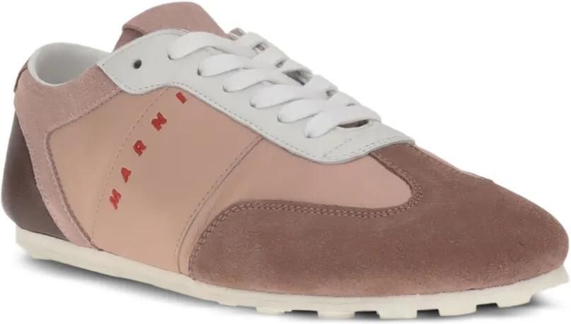 Marni Leren en suède Softy Soccer sneakers Roze