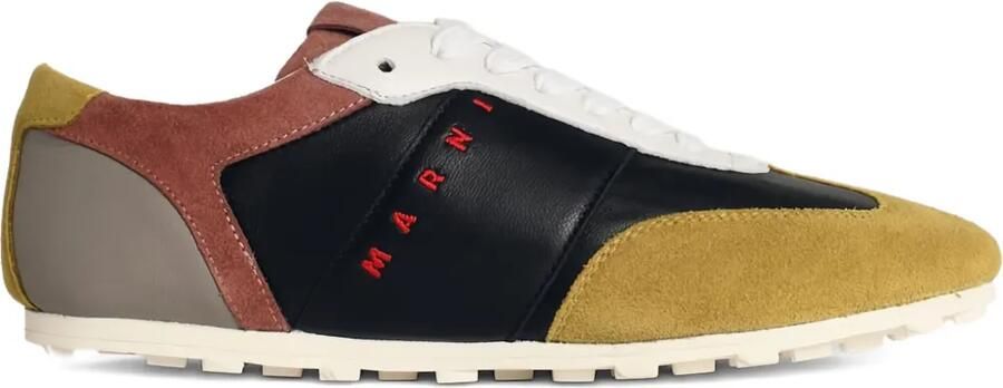 Marni Leren en suède Softy Soccer sneakers Zwart