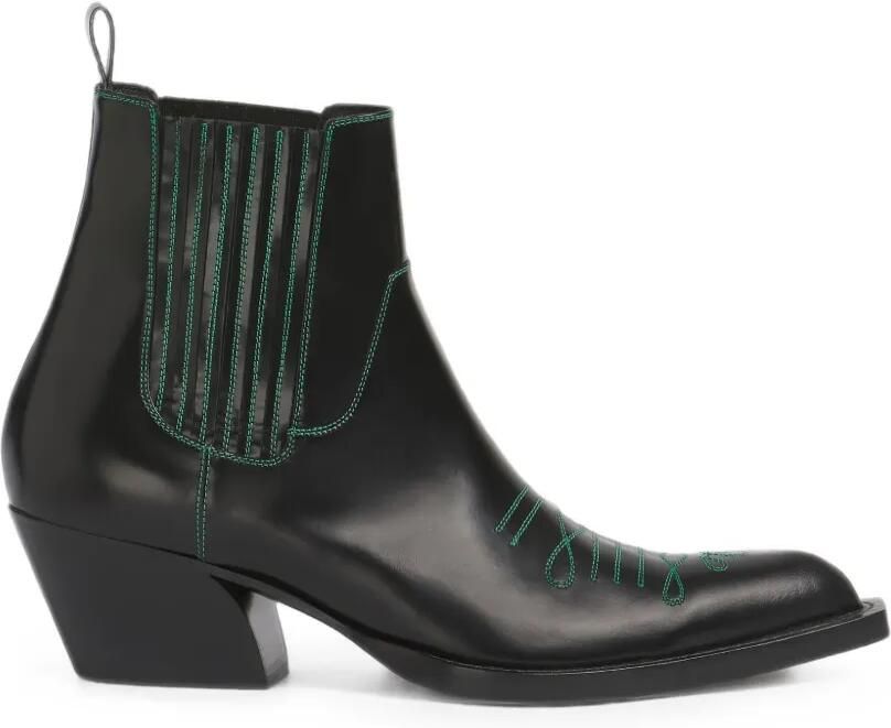 Marni Leren laarzen met contrasterende stiksels Zwart