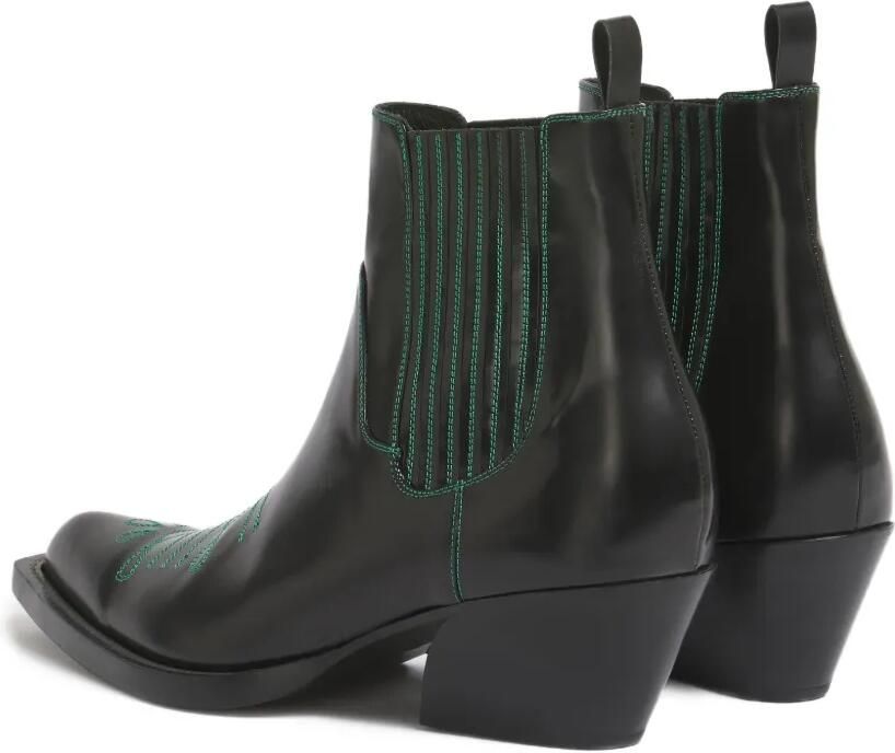 Marni Leren laarzen met contrasterende stiksels Zwart - Foto 3