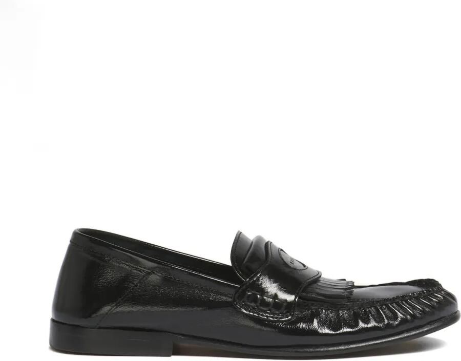 Marni Leren loafers met franje Zwart