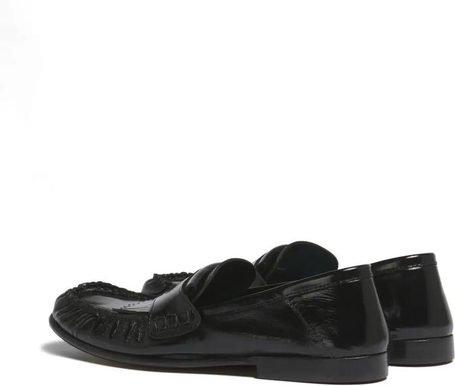Marni Leren loafers met franje Zwart - Foto 2