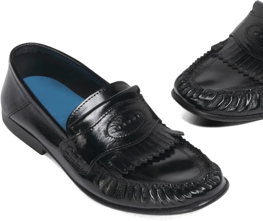 Marni Leren loafers met franje Zwart - Foto 3