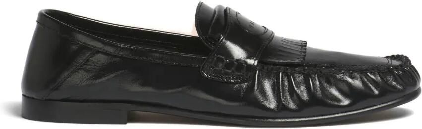 Marni Leren loafers met franjes Zwart