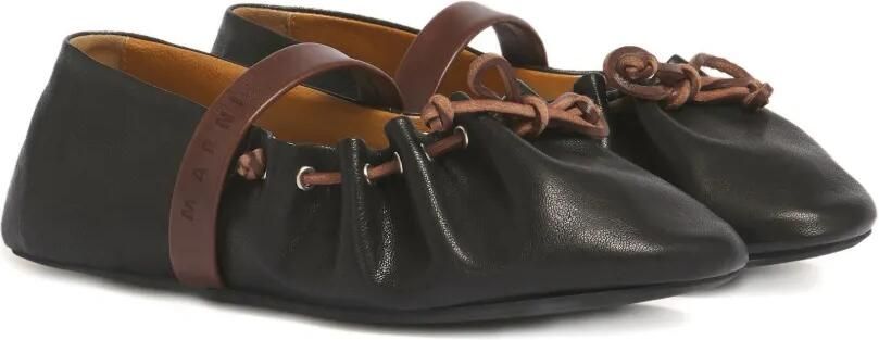 Marni Leren Mary Jane zachte ballerina's Zwart