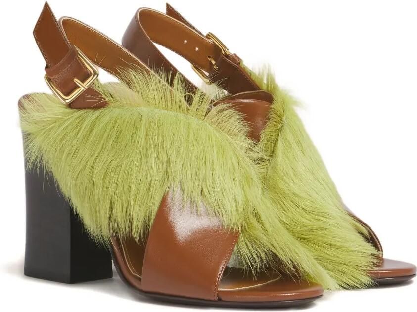 Marni Leren sandalen met gekruiste bandjes Bruin