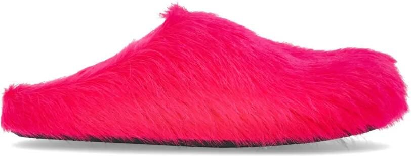 Marni Leren sandalen van imitatiebont Roze