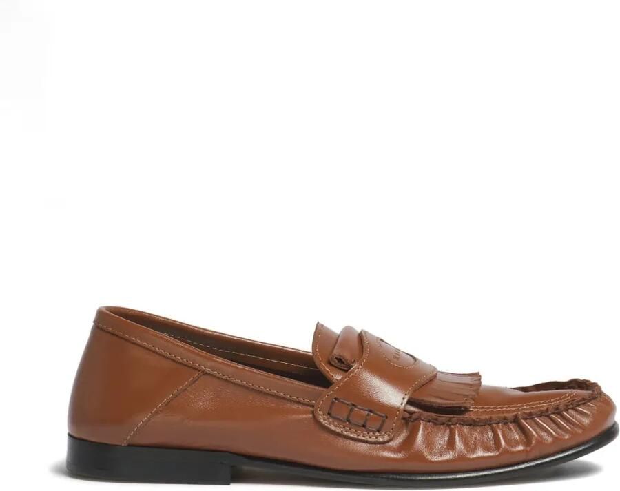 Marni Loafers met logo en franje Bruin