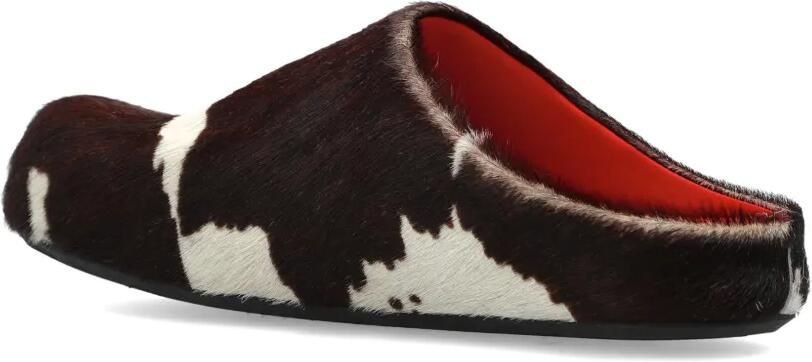 Marni Fussbett sabots met koeienprint en ponyhaar Bruin - Foto 5