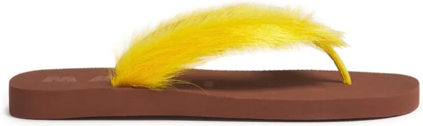 Marni Ponyhaar teenslippers Geel