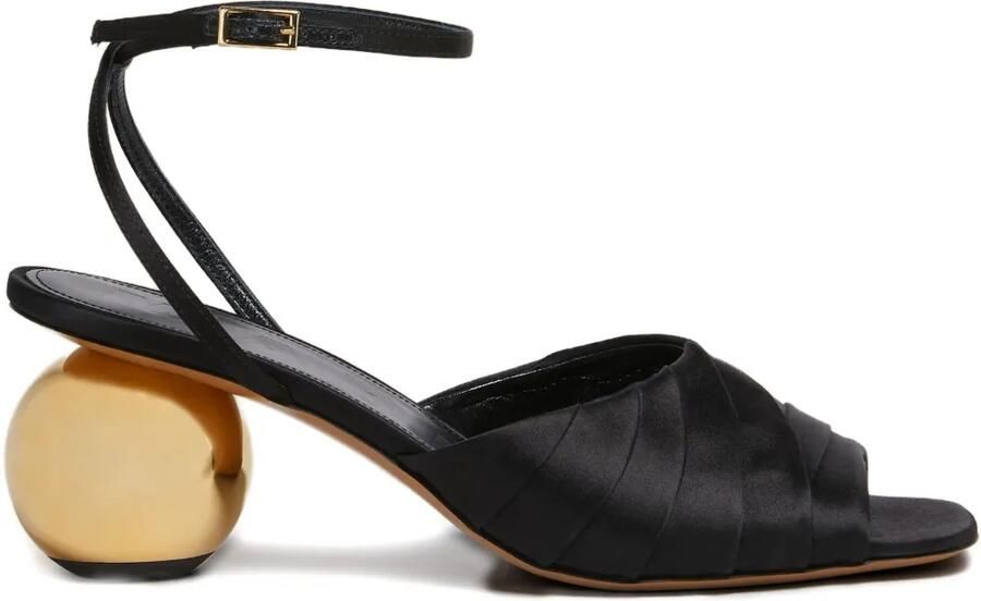 Marni Satijnen sandalen met bolvormige hak Zwart