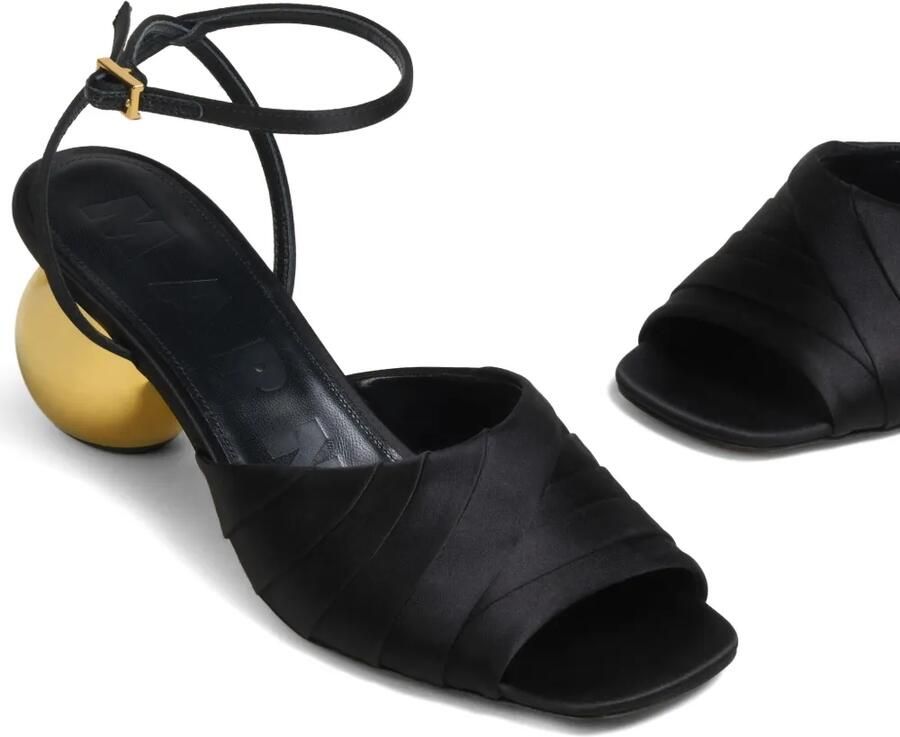 Marni Satijnen sandalen met bolvormige hak Zwart - Foto 2
