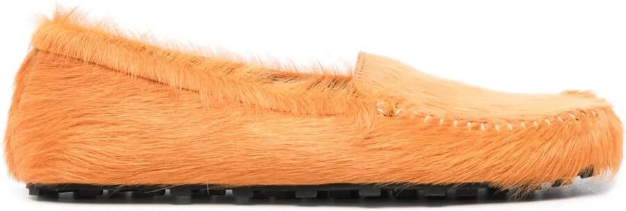 Marni Slip-on loafers met kalfshaar Oranje