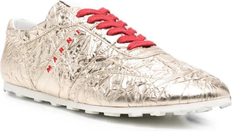 Marni Sneakers met gekreukte afwerking en logo Goud - Foto 2